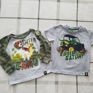 Set of 2 John Deere Kids Tees Camo Dog and Gator 2T